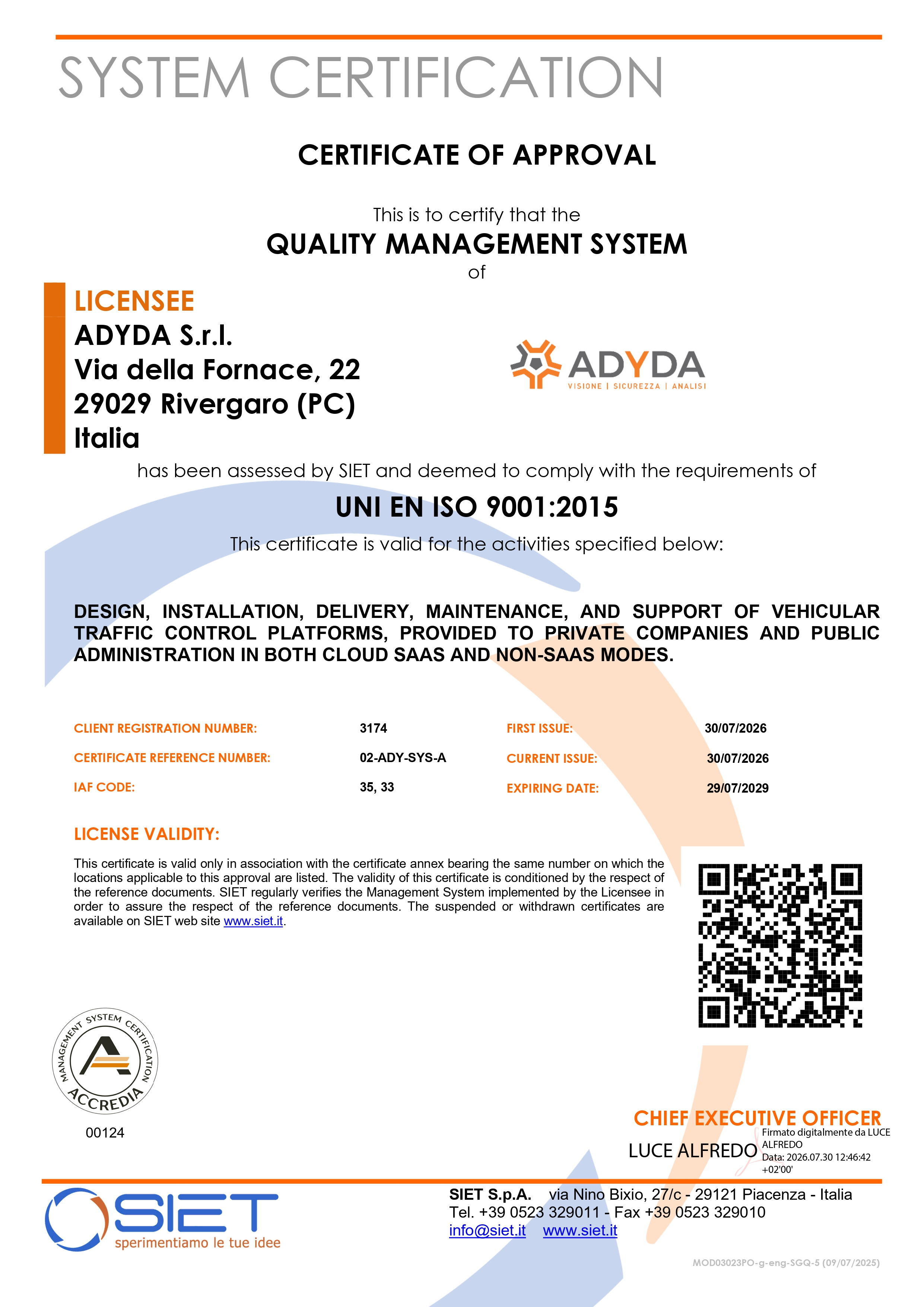 Certificato ISO 9001